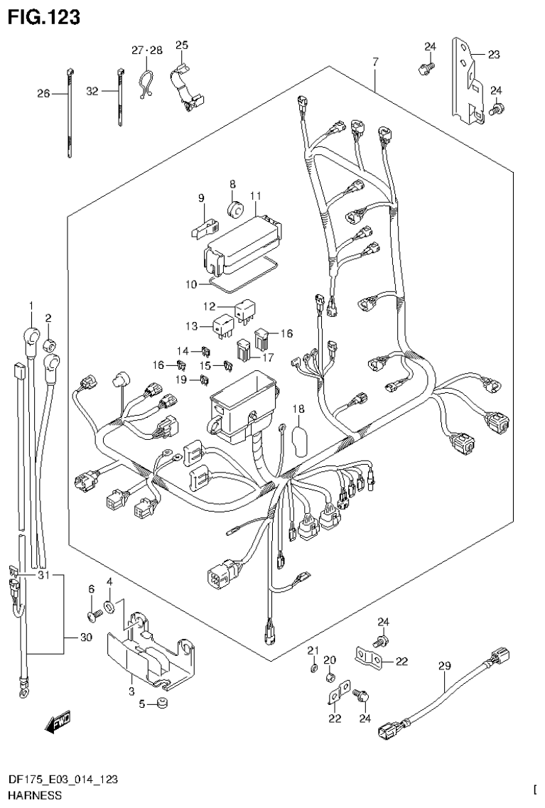 Suzuki DF175ZG HARNESS (DF150ZG E03) parts diagram